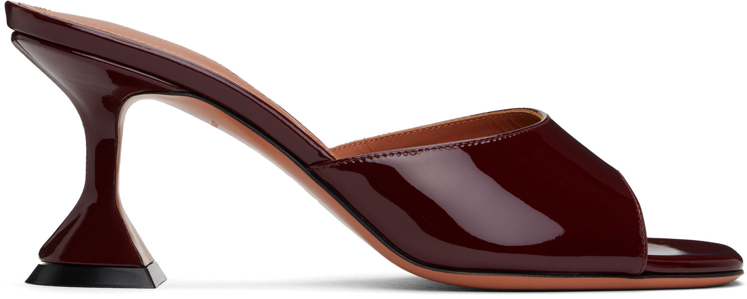 Modni dodatki Amina Muaddi Amina Muaddi Lupita 70 Heeled Patent Leather Sandals Bordo | LUPITA SLIPPER 70 PATENT, 0