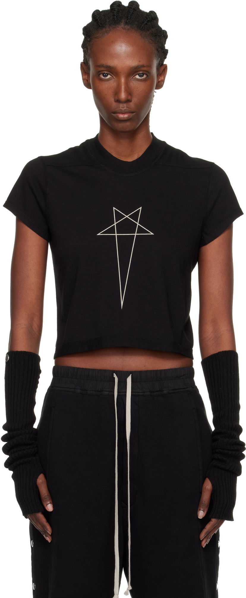 Krop-top Rick Owens DRKSHDW Concordians Cropped Small Level T-shirt Črna | DS02E7207 RNEP3