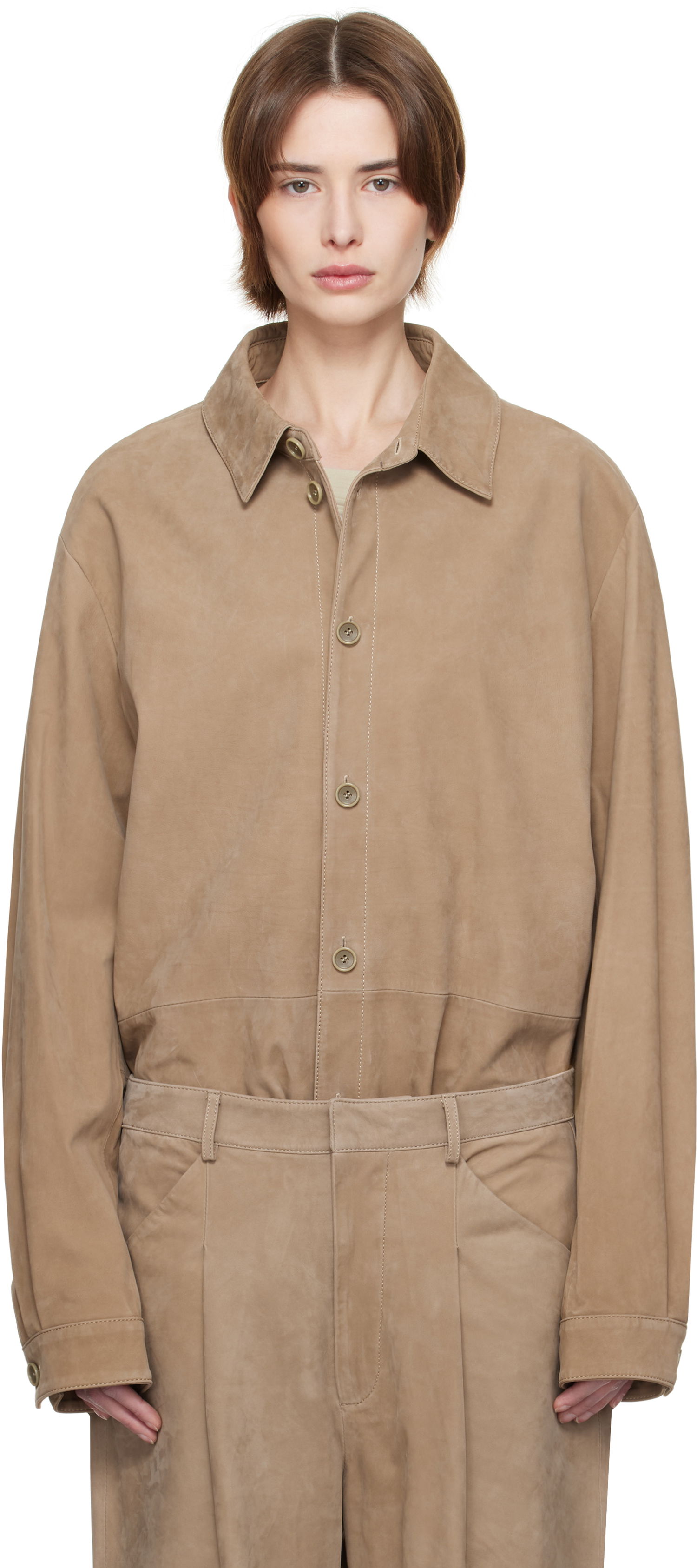Srajce Entire Studios Entire Studios Recurrent Suede Overshirt Bež | ES2673SS, 0