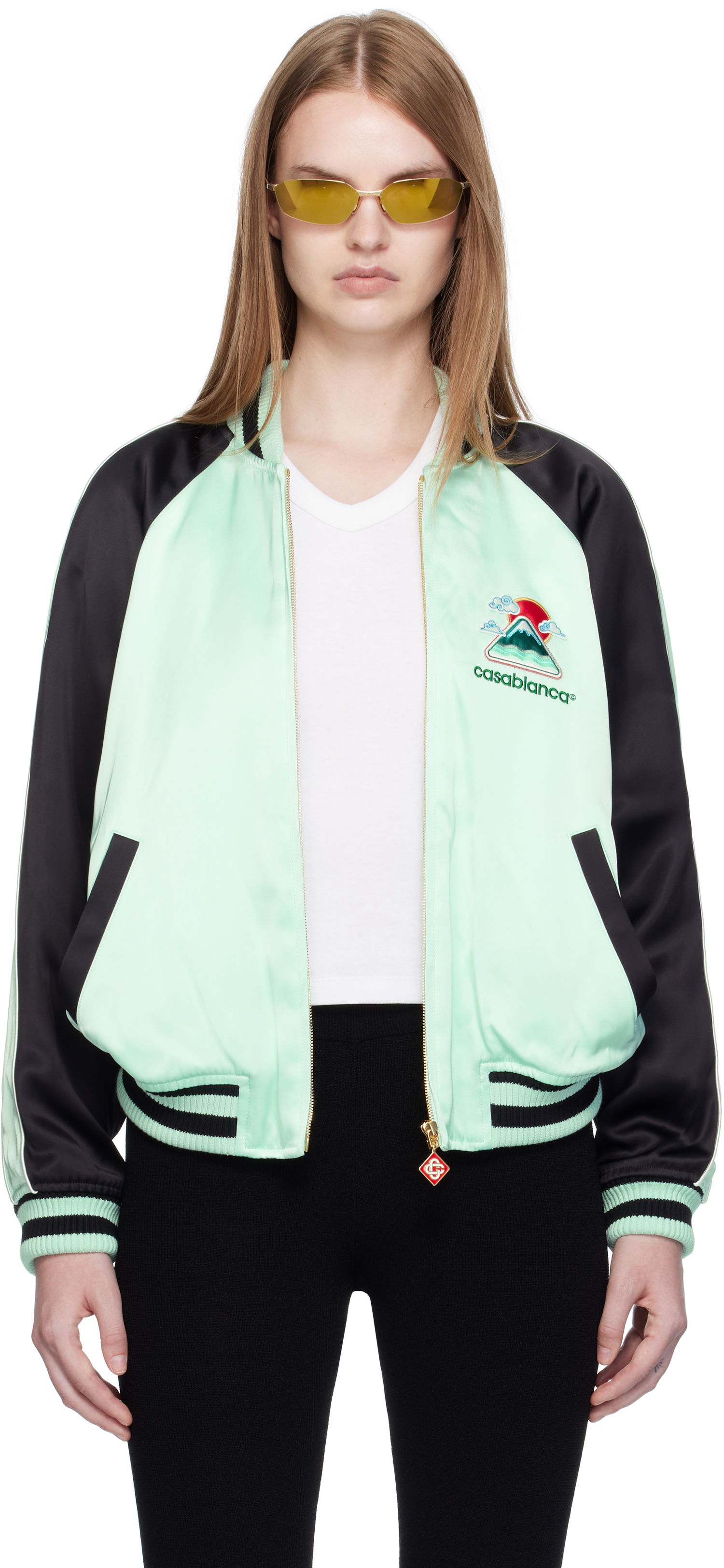 Bomber jakna Casablanca Casablanca Embroidered Satin Bomber Jacket Zelena | WPF25-JK-373-01, 0