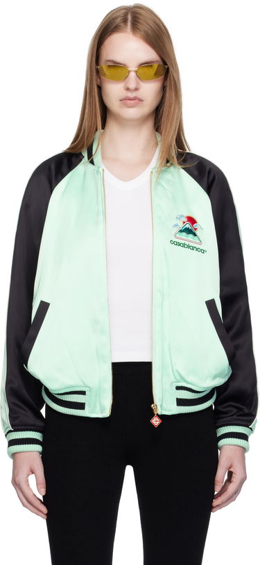 Bomber jakna Casablanca Casablanca Embroidered Satin Bomber Jacket Zelena | WPF25-JK-373-01, 0