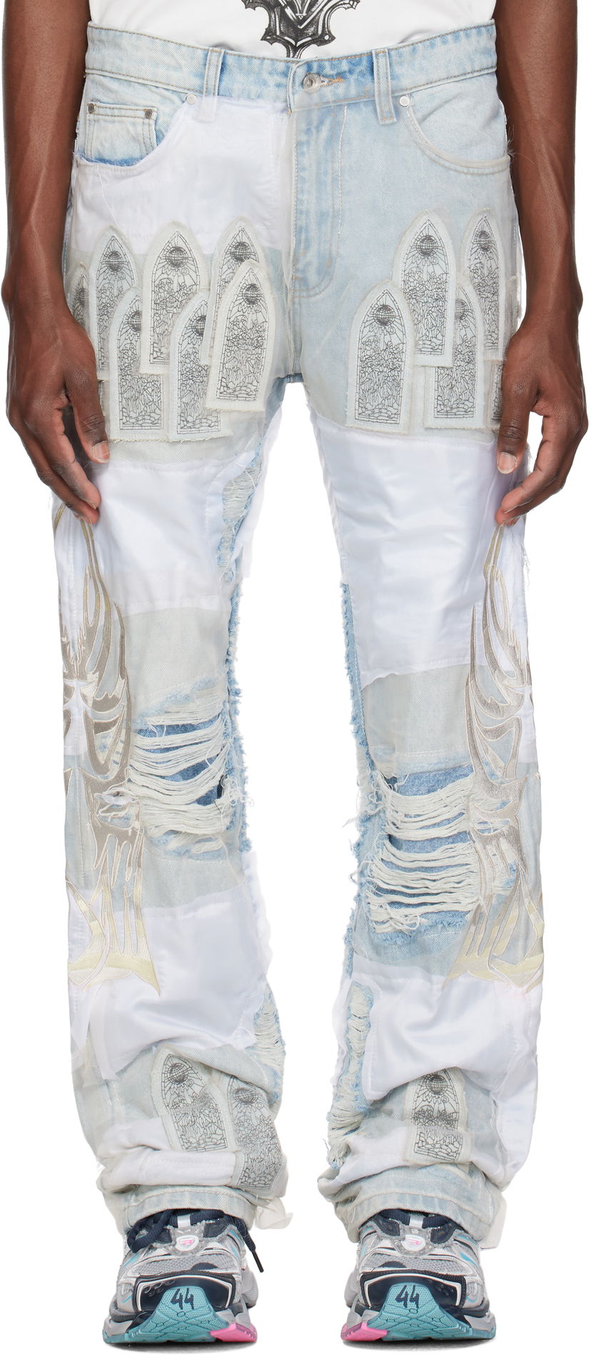 Kavbojke Who Decides War Who Decides War 'WDW' Winged Organza Denim Jeans Modra | 1121180008SS25