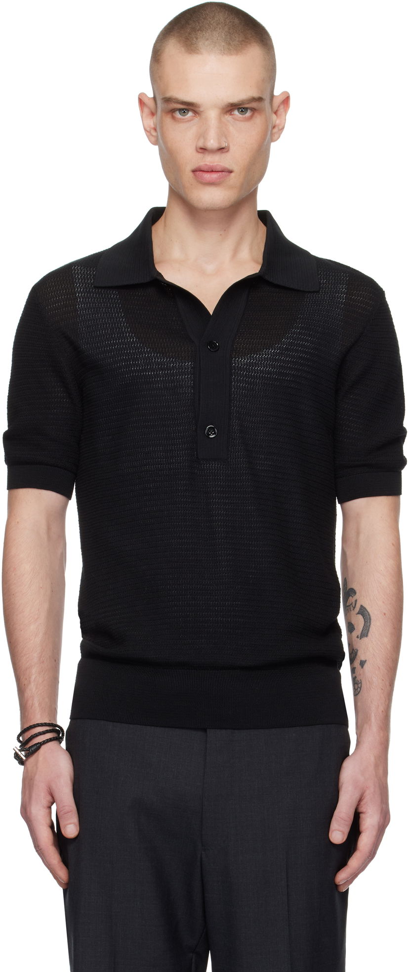 Polo majica Tom Ford TOM FORD Cotton Silk Polo Črna | KPS019-YMC026S25