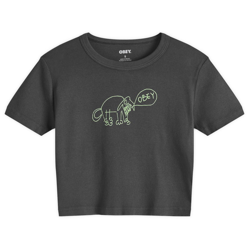 Krop-top OBEY Angry Dog Graphic Crop T-Shirt Siva | 263742588