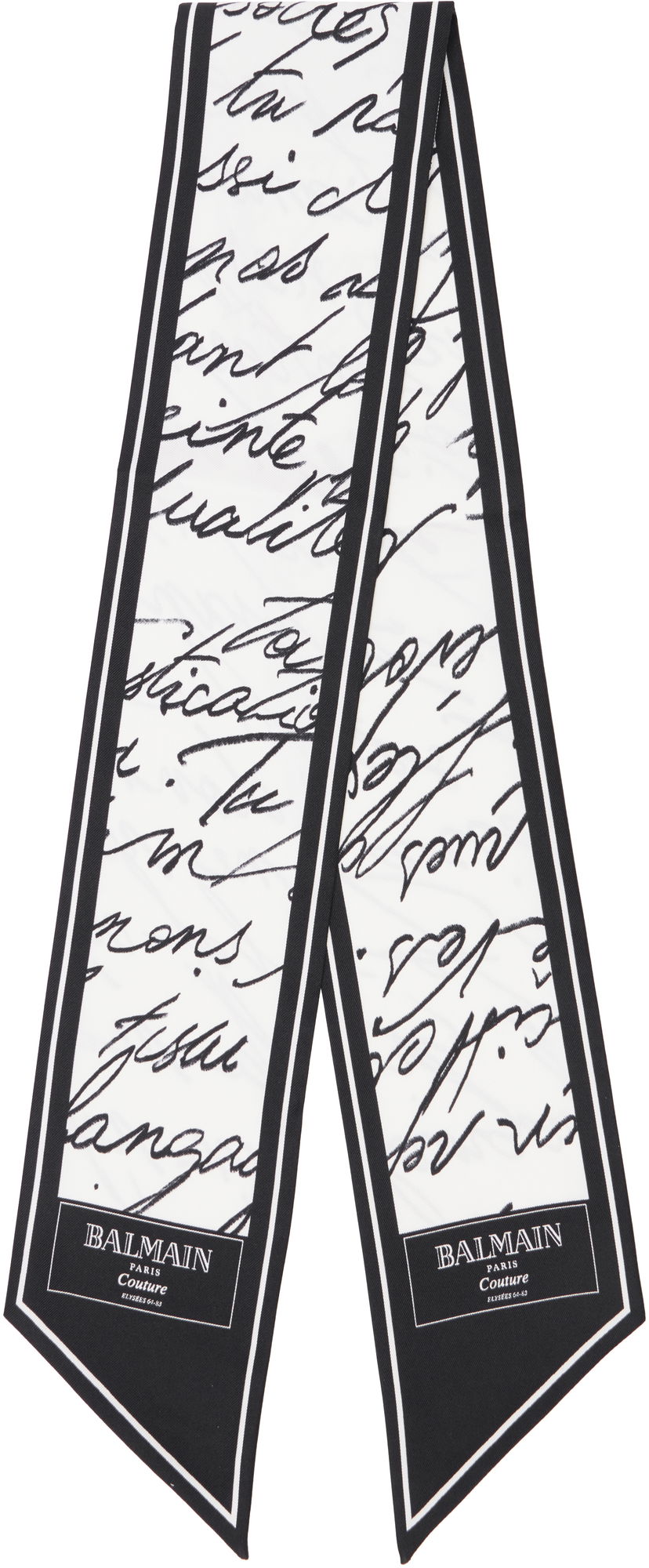 Šala Balmain Balmain Printed Silk 'Love Letter' Scarf Bela | EF1XF090SE90