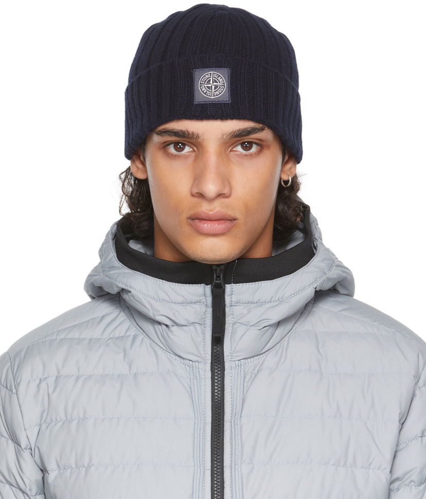 Beanie Stone Island Navy Ribbed Beanie Mornarica | 7515N24B5