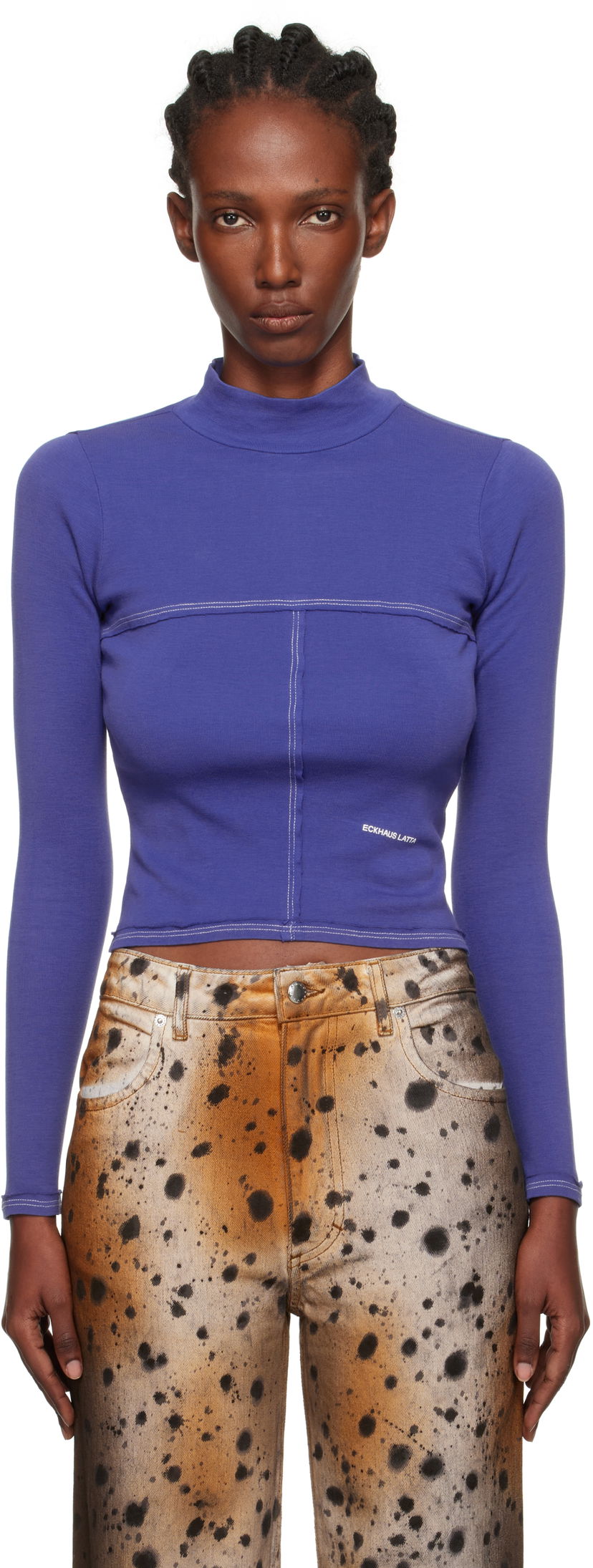 Pleteni pulover Eckhaus Latta Eckhaus Latta Lapped Baby Turtleneck Top Lila | 305-EL-PF25-U -