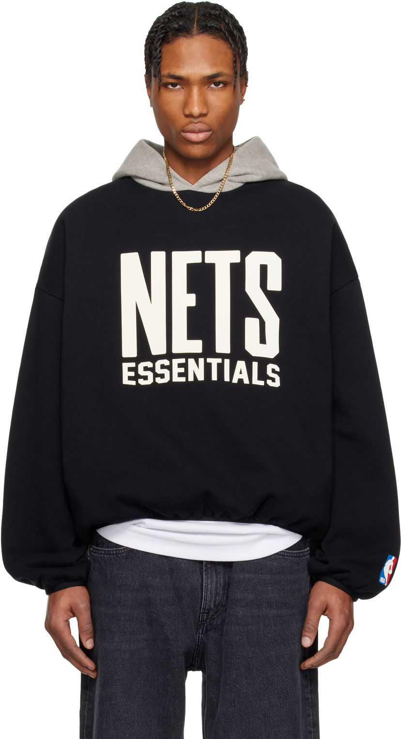 Pulover Fear of God Fear of God ESSENTIALS NBA Nets Pull Over Hoodie Črna | 192AL246505F