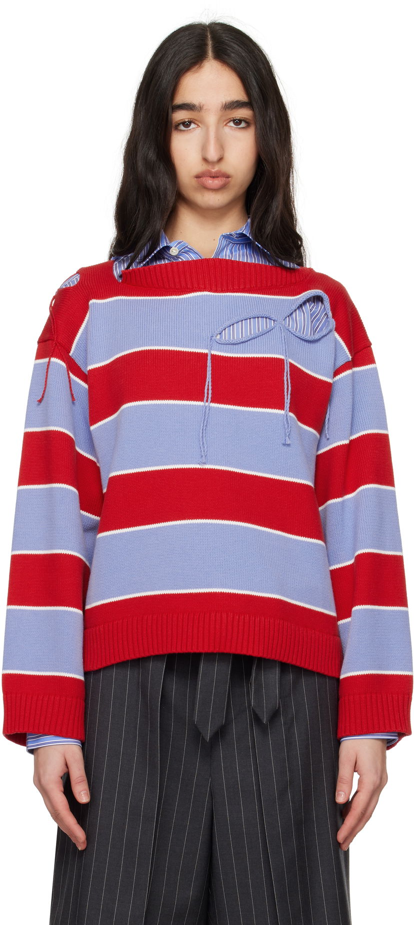 Pleteni pulover Charles Jeffrey Loverboy Charles Jeffrey LOVERBOY Slash Stripe Knit Sweater Večbarvna | 54091301