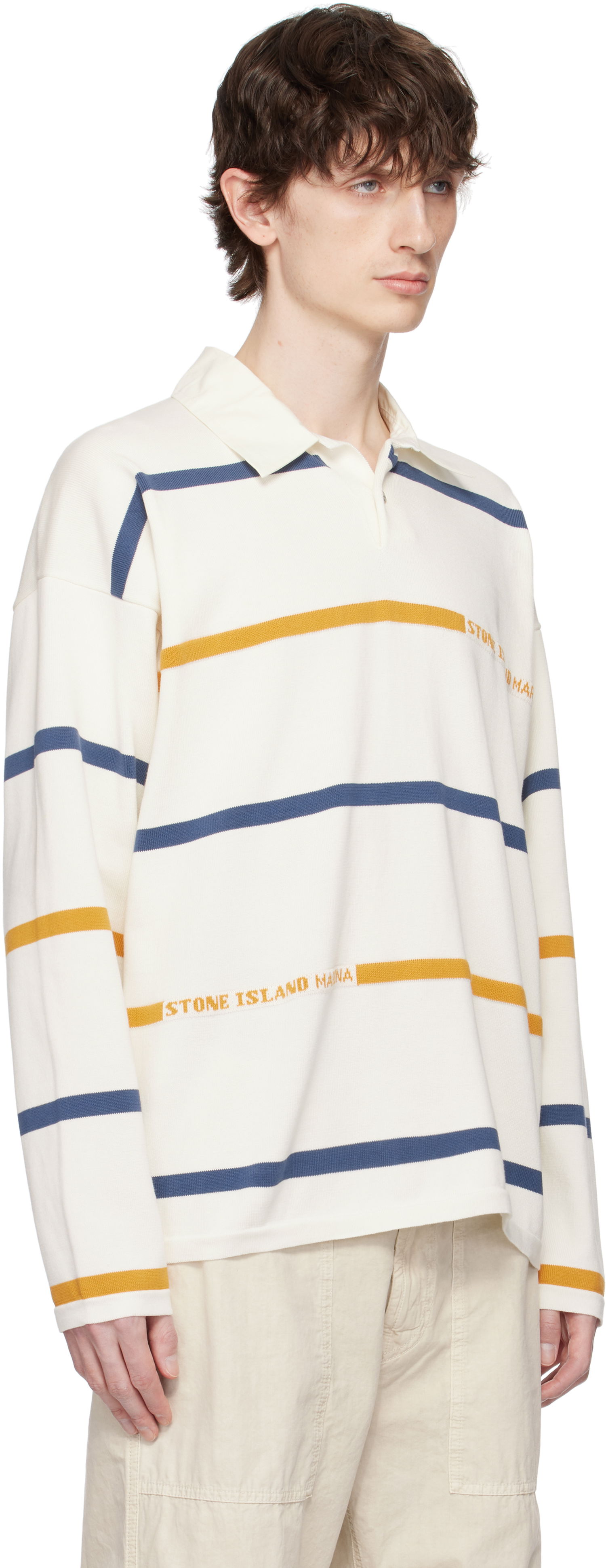 Polo majica Stone Island Stone Island Striped Organic Cotton Polo Bela | K1S15 5100035 S00XB, 1