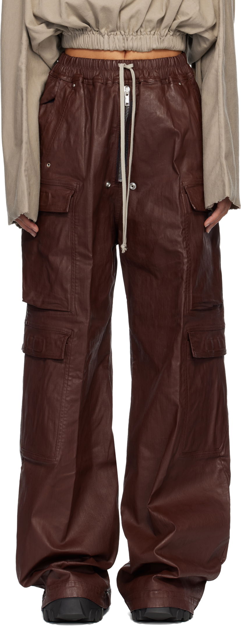 Cargo hlače Rick Owens Concordians Double Jumbo Belas Denim Cargo Pants Rjava | DS02E7324 SDSW