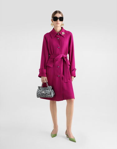 Plašči Dolce & Gabbana Dolce & Gabbana Single-Breasted Wool Crepe Coat with Belt Roza | F0GHETFU2TZR0718, 1