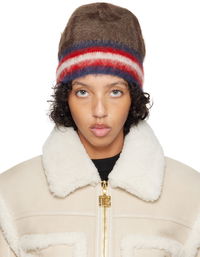 Brushed Beanie with Striped Pattern