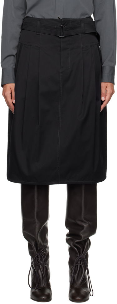 Krila LEMAIRE LEMAIRE Pleated Belted Midi Skirt Črna | SK1010 LF824, 0