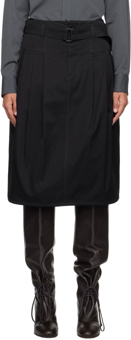 Krila LEMAIRE LEMAIRE Pleated Belted Midi Skirt Črna | SK1010 LF824