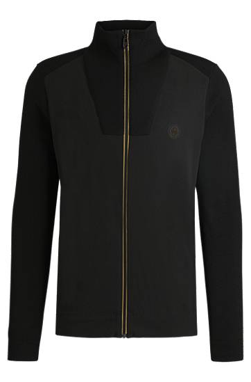 Pleteni pulover BOSS Knitted Jacket with Double B Monogram Črna | 50528940