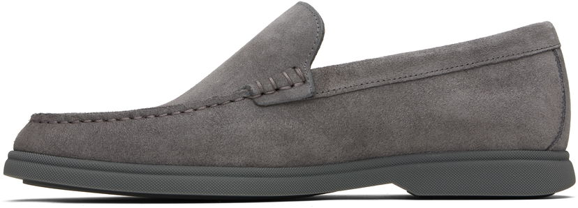 Superge in čevlji BOSS Suede Loafers with Contrast Outsole Siva | 50543083