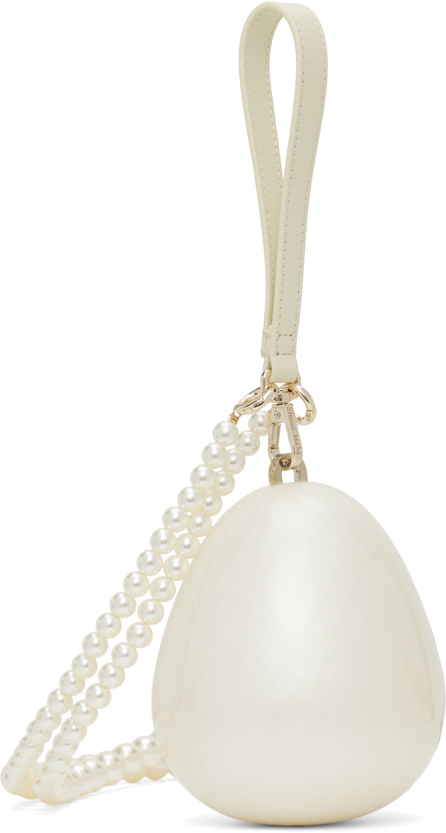 Torbica Simone Rocha Simone Rocha Micro Pearl Egg Shaped Bag Bela | BAG110B 0773, 1