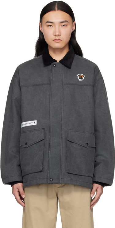 Parka AAPE by A Bathing Ape AAPE by A Bathing Ape Moonface Logo Reversible Utility Jacket Siva | AAPJKM7680XXNBKX, 0