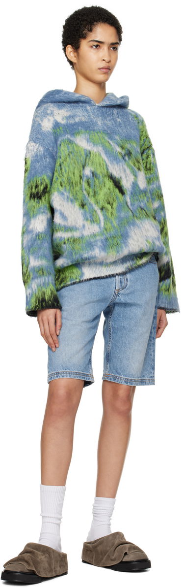 Pulover The Attico Attico Swan Print Knit Hoodie Večbarvna | 250WCK00114 MIX015AA, 3