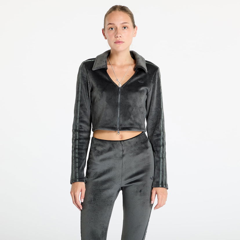 Pleteni pulover adidas Originals Rib Cardigan Carbon Črna | JN3019