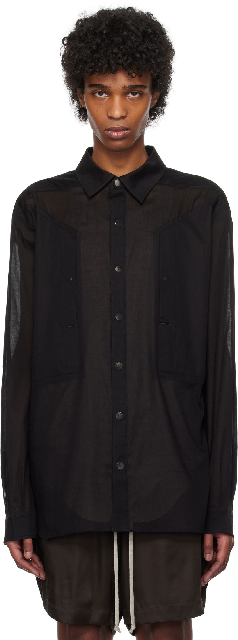 Srajce Rick Owens Rick Owens Hollywood Jumbo Fogpocket Outer Shirt Črna | RU01E5240 CV