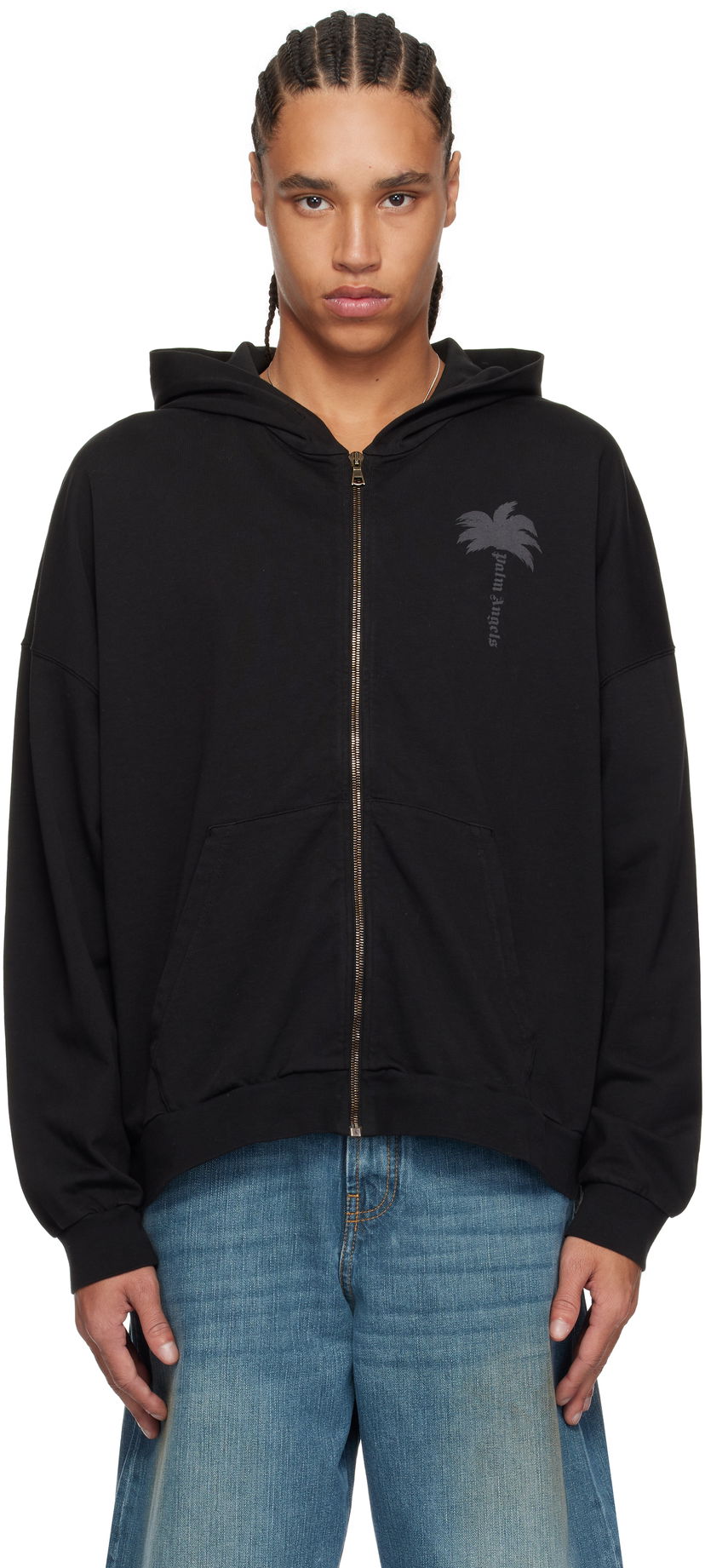 Pulover Palm Angels Palm Angels Palms Zip Hoodie Črna | PMBE016S25FLE0011313