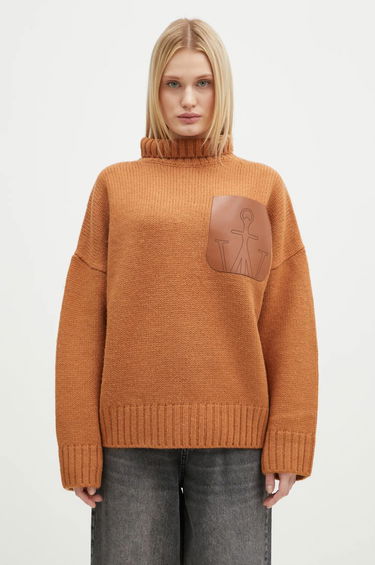Pleteni pulover JW Anderson JW Anderson Leather Patch Pocket Turtleneck Jumper Rjava | KW1292.YN0367.619, 0