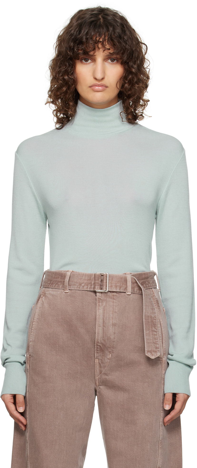Pleteni pulover LEMAIRE Lemaire Seamless Turtleneck Sweater Zelena | TO1280 LK1032