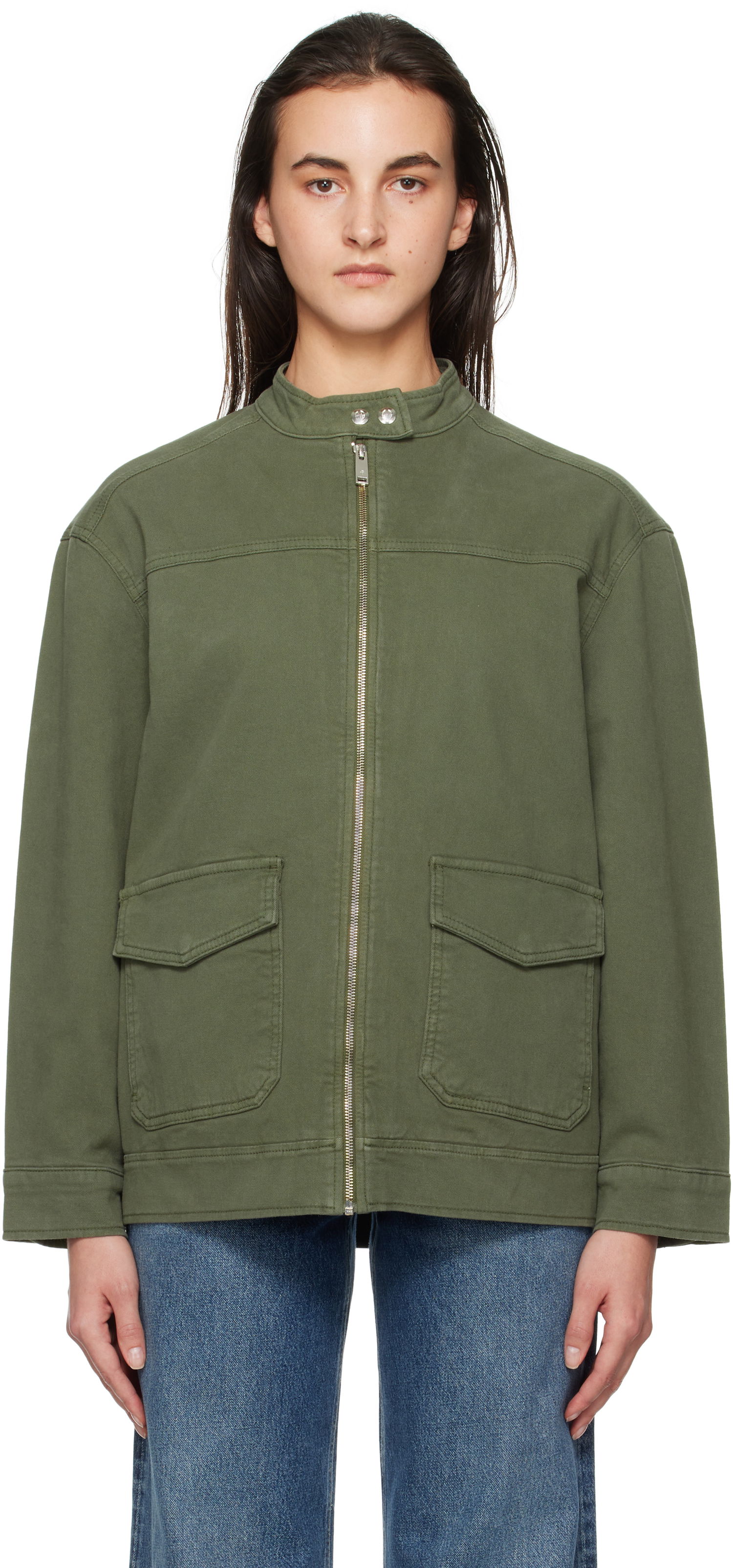 Jakna Anine Bing ANINE BING Henry Zip-Up Jacket Zelena | A-01-10385-AYG1, 0