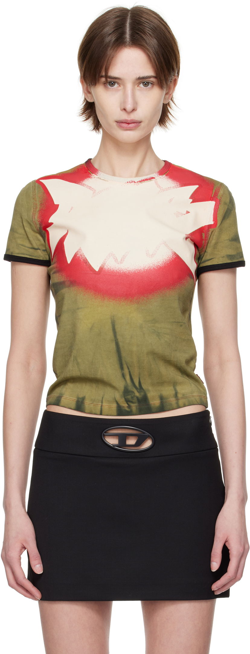 Majica Diesel Diesel T-Uncutie-Long-Q1 Tie-Dye T-Shirt Zelena | A16772 0HQAS