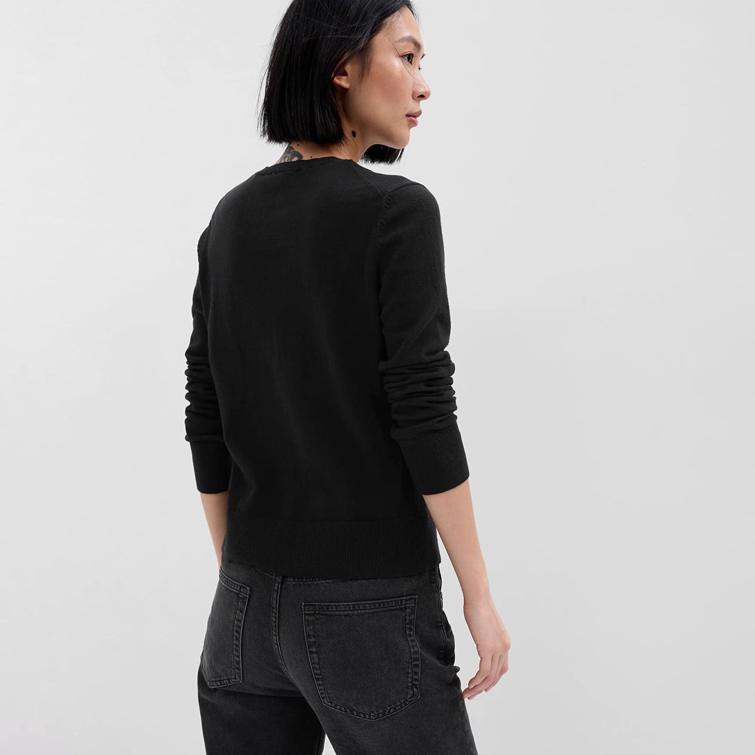 Pleteni pulover GAP Crew Cardigan True Black V2 Črna | 443176-06, 1