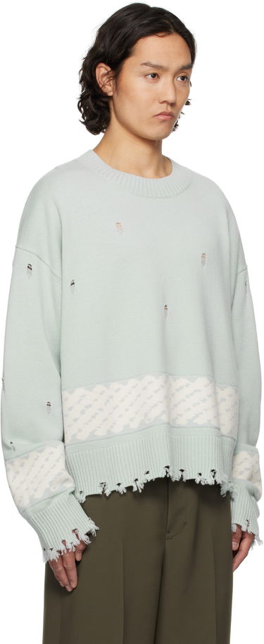 Pleteni pulover Feng Chen Wang Feng Chen Wang Ripped Jacquard Sweater Zelena | FUS19KT07, 1