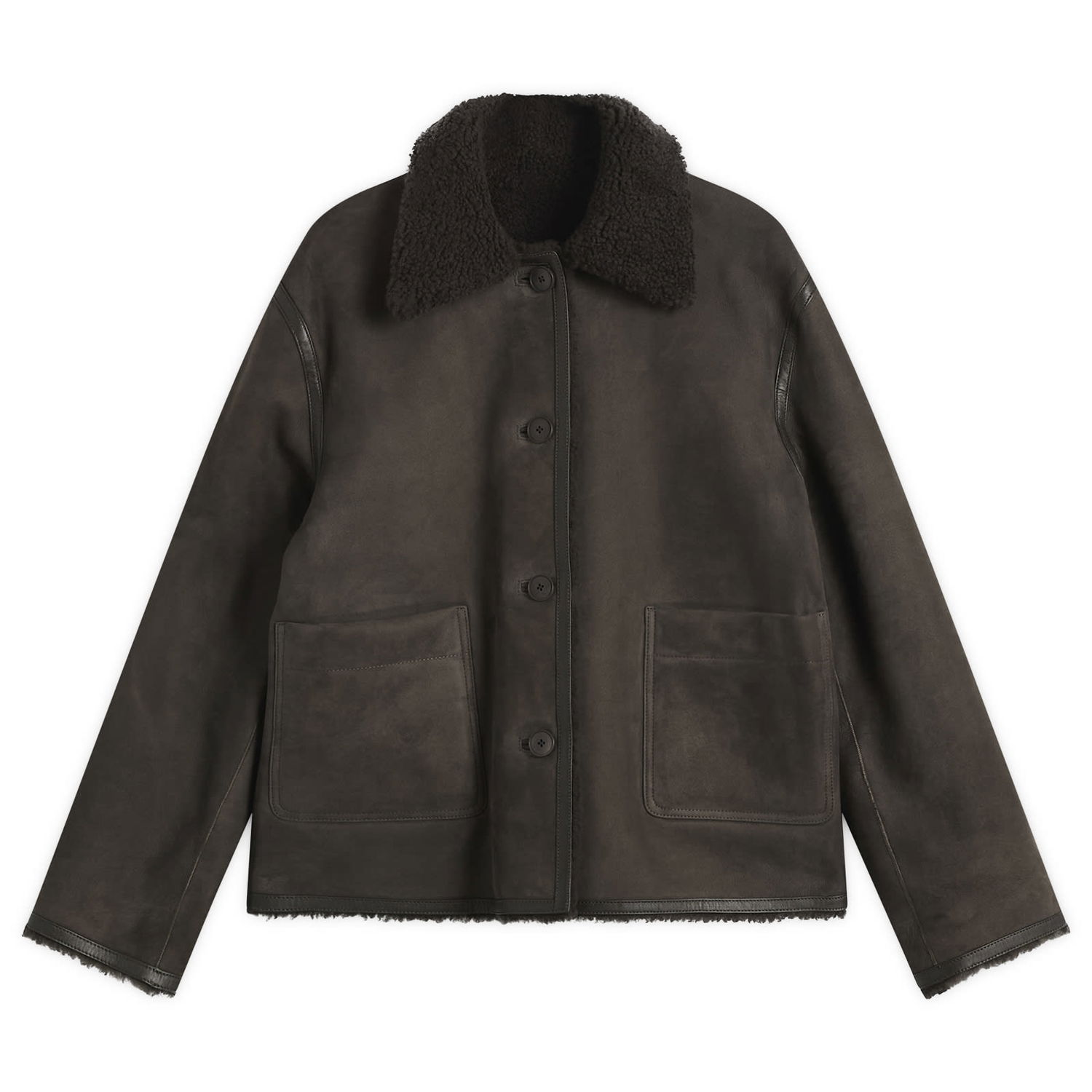Jakna CLOSED Button-Front Shearling Jacket with Patch Pockets Rjava | C97520-82F-22-140, 1
