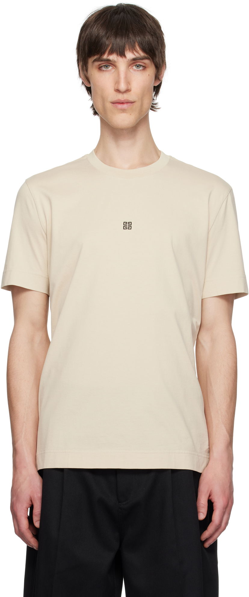 Majica Givenchy Givenchy Slim Fit 4G Embroidered T-Shirt Bež | BM716G3YCD270