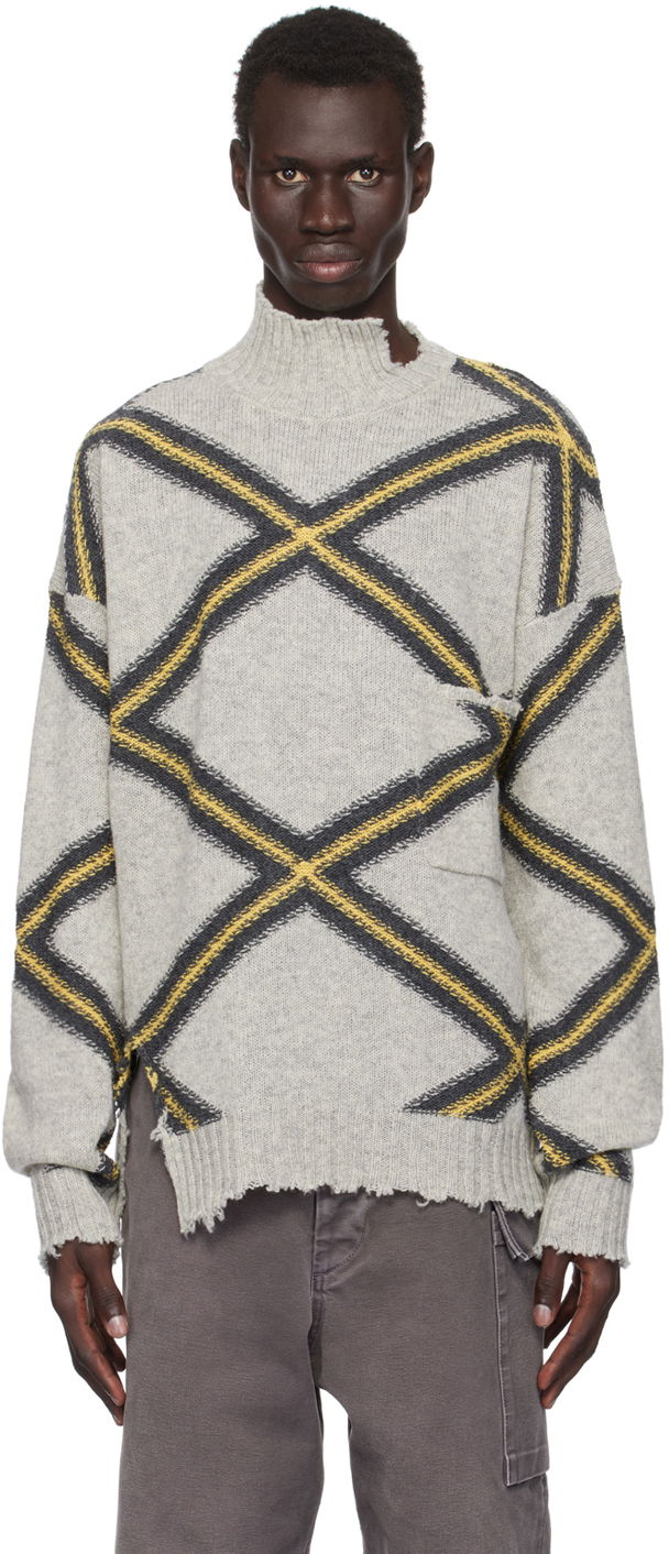 Pleteni pulover Marni Broken Wool Sweater Siva | GCMG0410Q0 UFH946