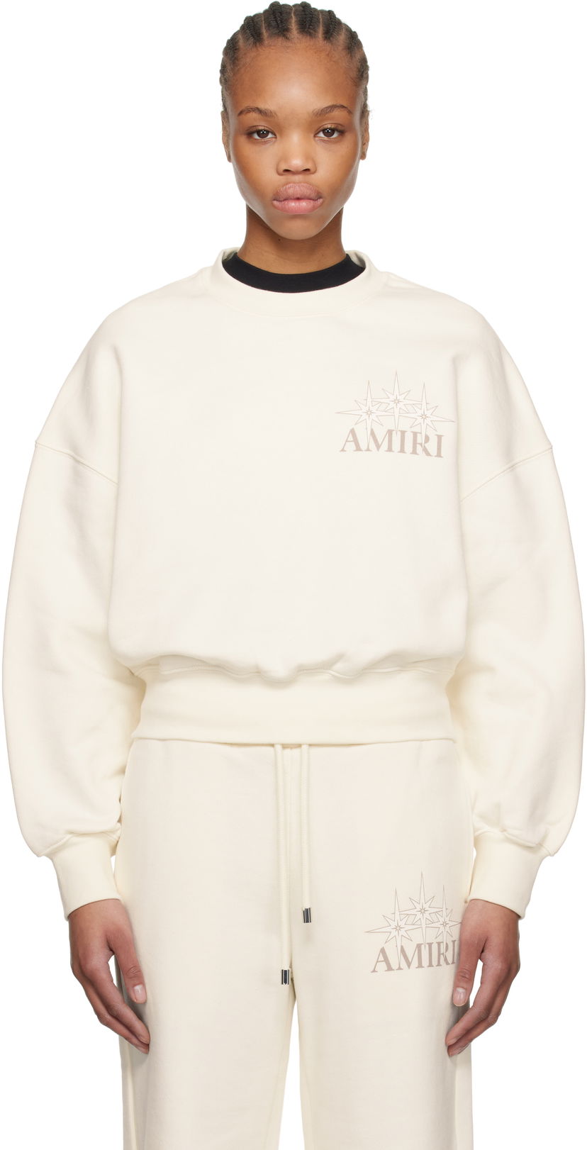 Pleteni pulover AMIRI Amiri Starburst Cropped Sweatshirt Bela | AWJYCW1021