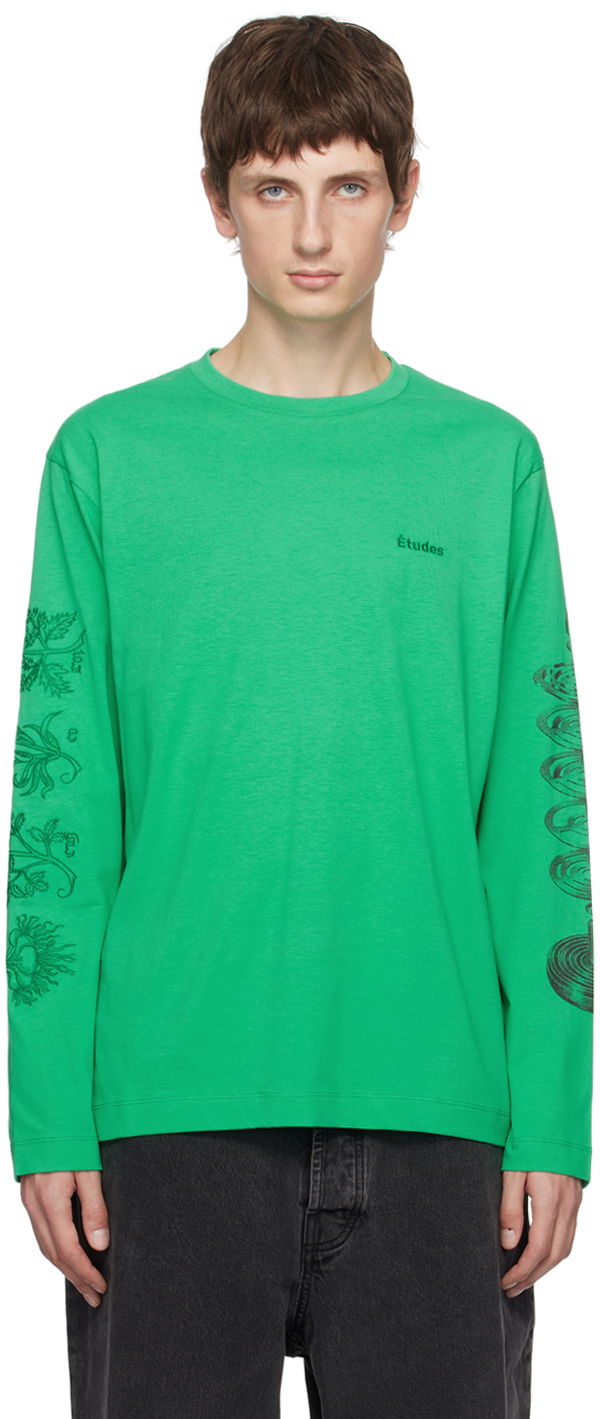 Majica Études Graphic Print Long Sleeve T-Shirt Zelena | H23MC172A01036