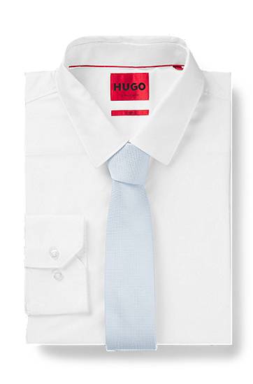 Pasovi BOSS Micro-Pattern Jacquard Tie Modra | 50540110, 1