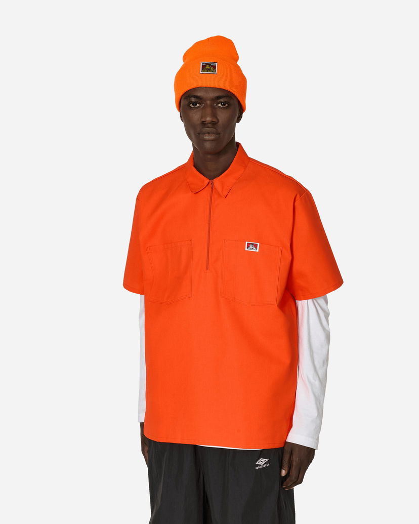 Beanie Ben Davis Men's Orange Half-Zip Short Sleeve Shirt Oranžna | BEN126 001
