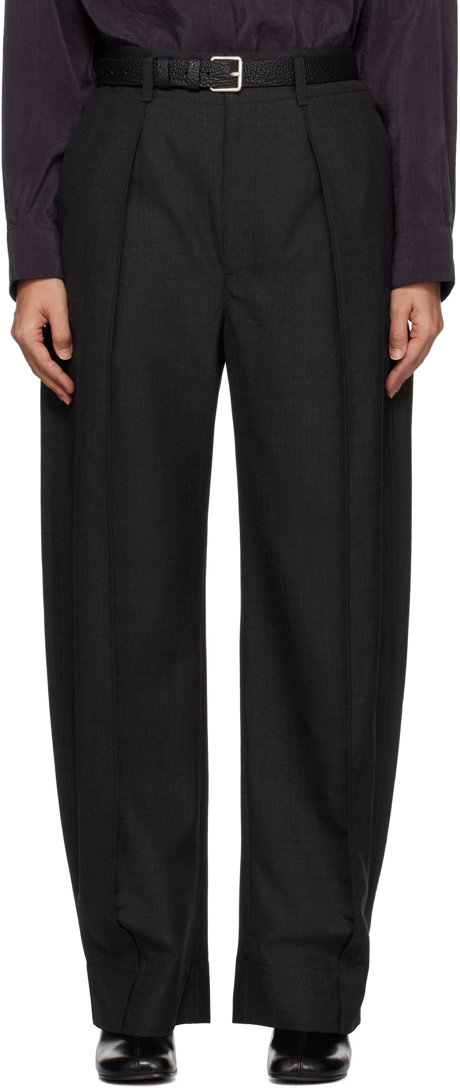Hlače LEMAIRE LEMAIRE Curved Volume Tailored Pants Črna | PA1118 LF414, 0