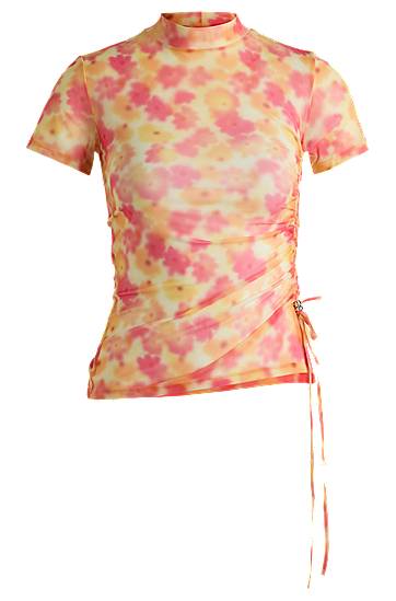 Krop-top BOSS Mesh Tie-Dye Top with Gathered Side Roza | 50537187, 0