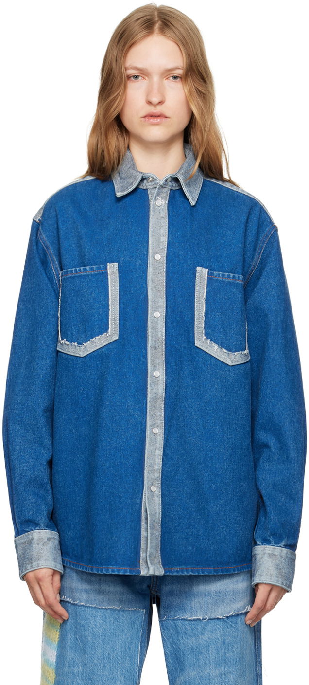 Srajce Marni Two-Tone Denim Shirt Modra | CAJD0601QS USCU83