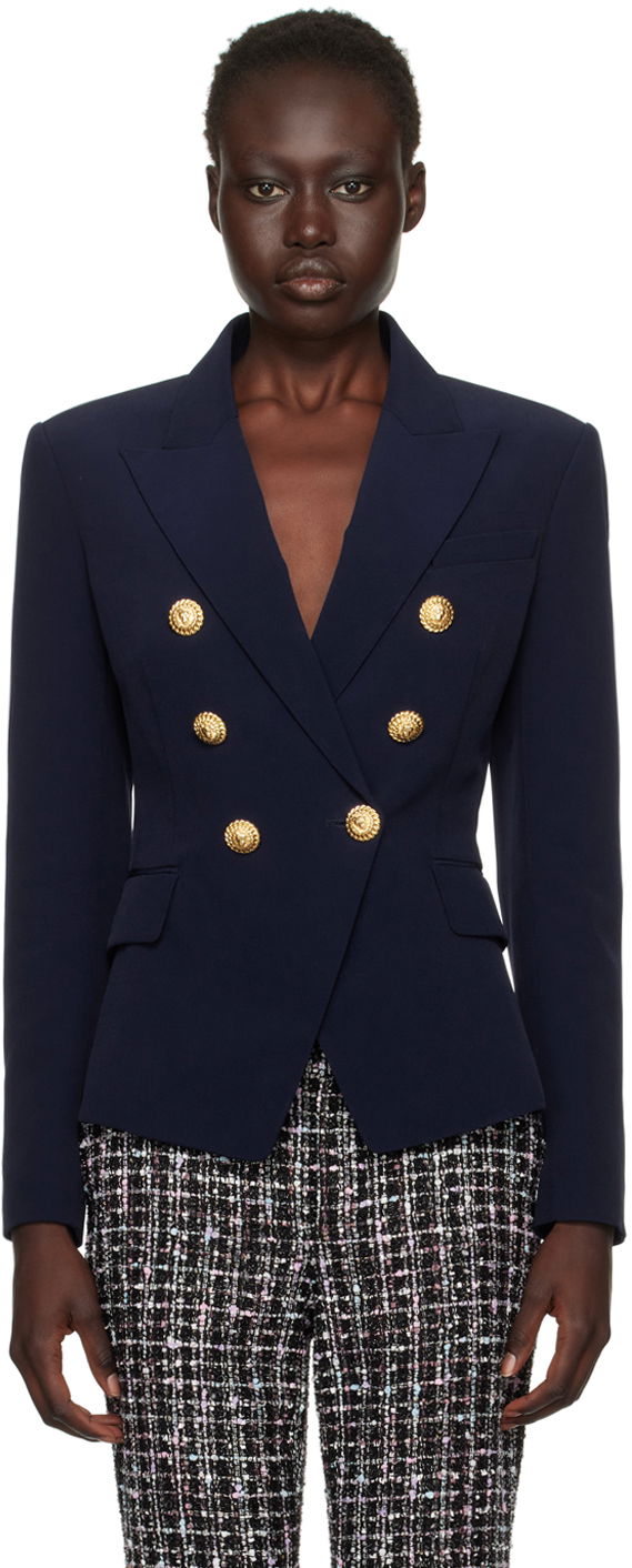 Jakna Balmain Balmain 6-Button Cotton Blazer Mornarica | DF0SG008VB00
