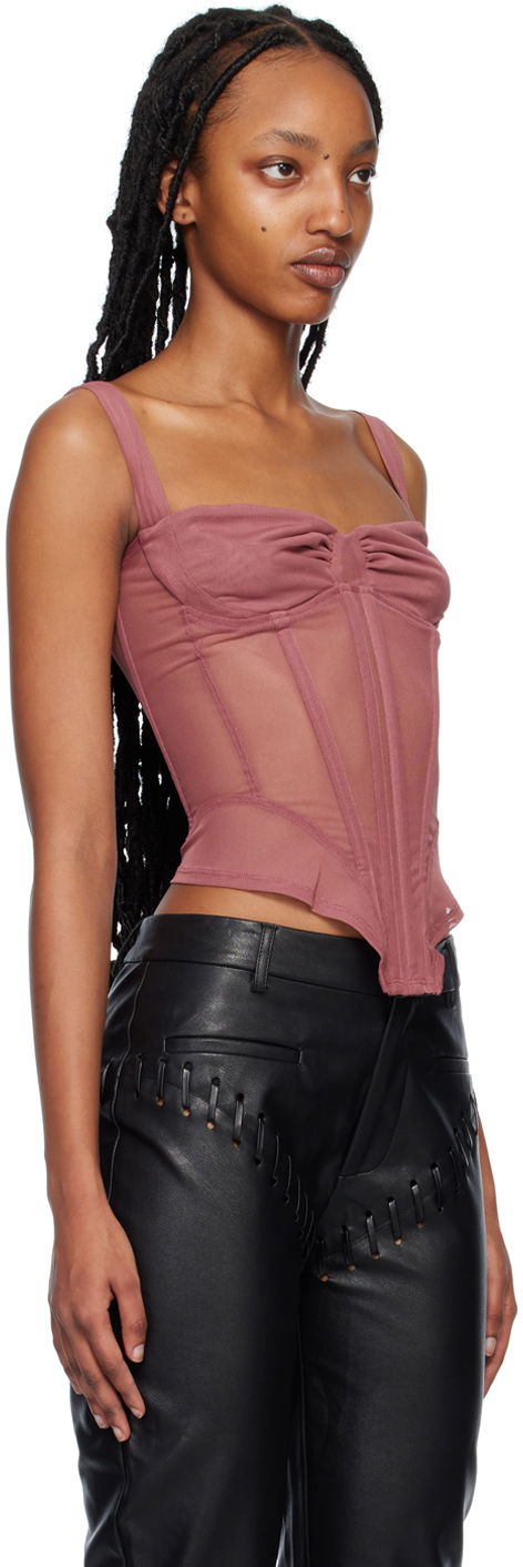 Majica brez rokavov Miaou Miaou Deville Mesh Corset Tank Top Roza | 7034PM1CUR, 1