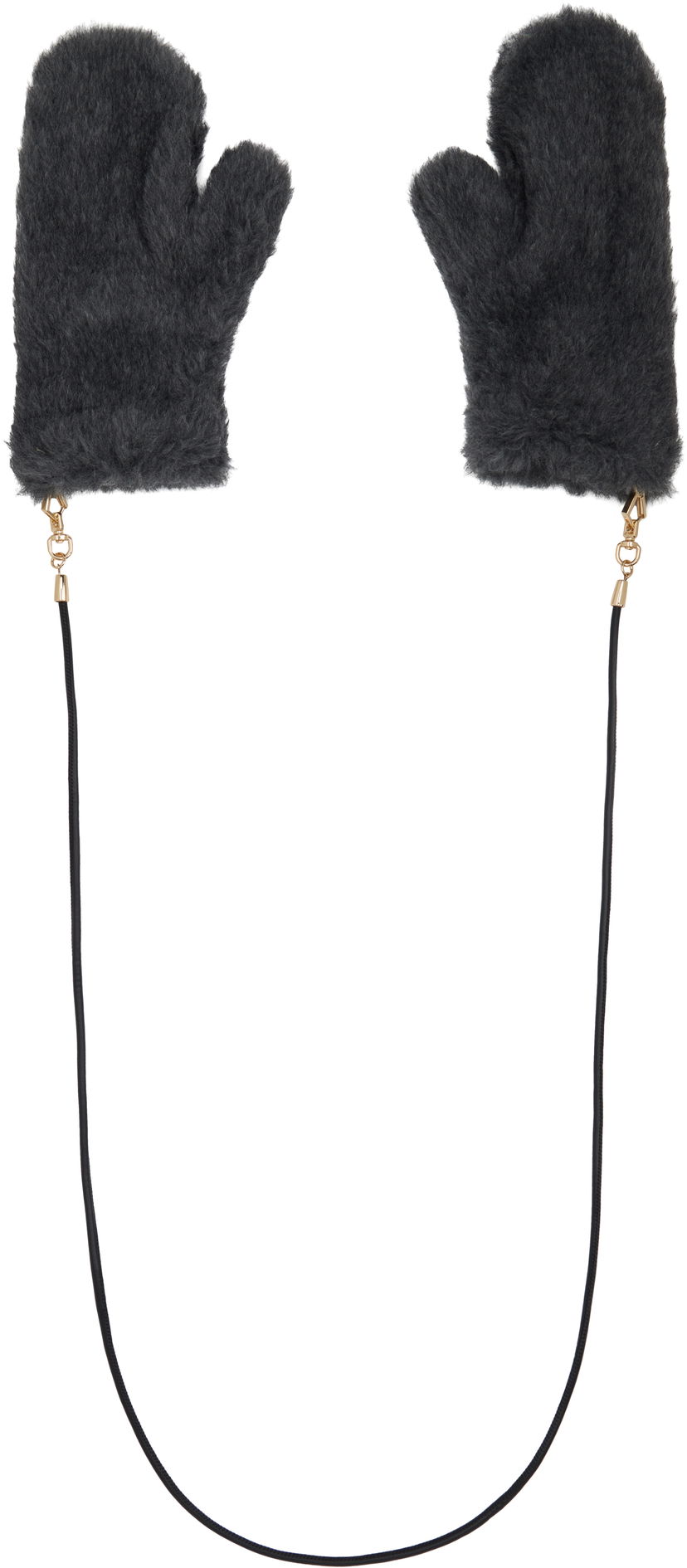 Rokavice Max Mara Max Mara Faux Fur Mitts with String Siva | 2524566082600