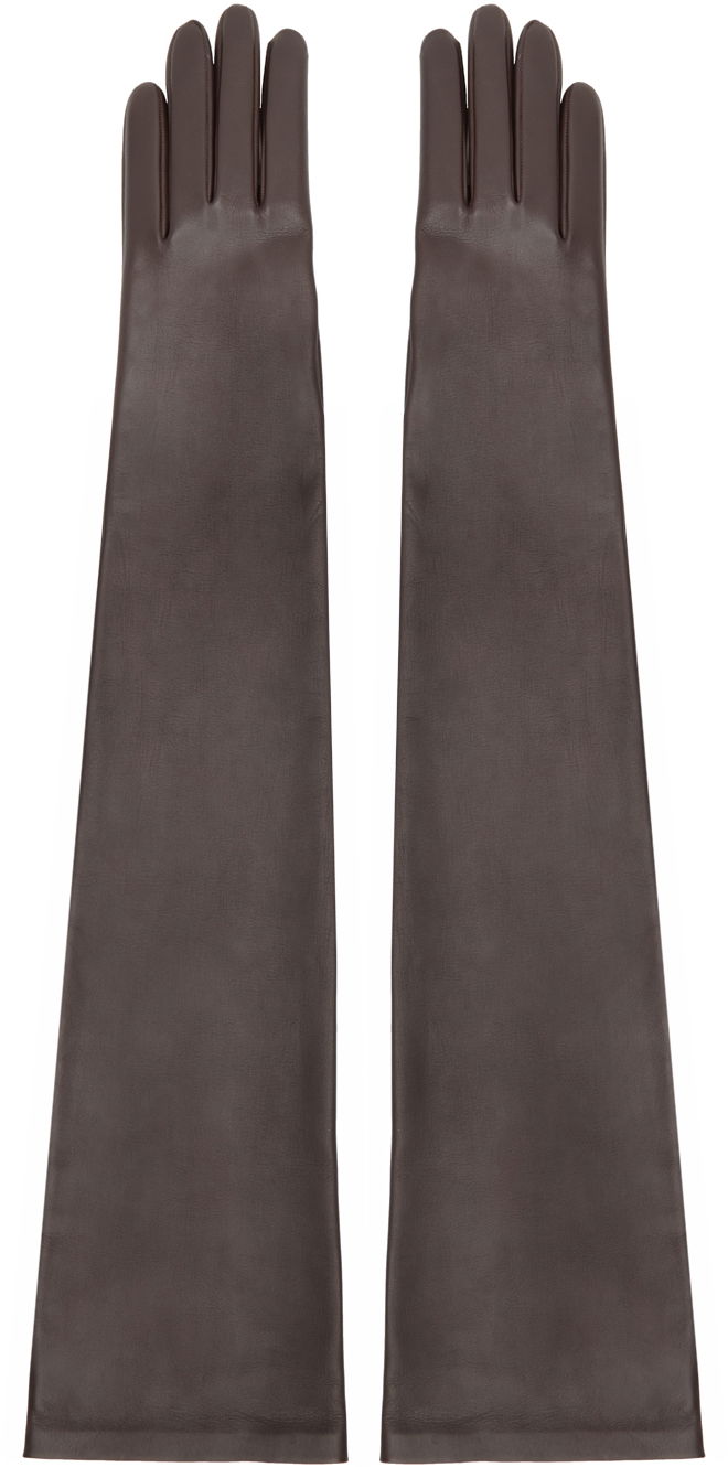 Rokavice The Row Long Leather Gloves Rjava | 7349-P52