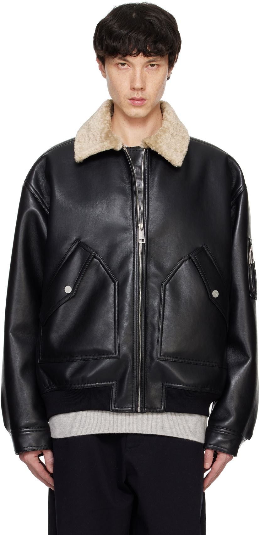 Bomber jakna Nanushka Faux-Leather Bomber Jacket Črna | NM24FWJK02168