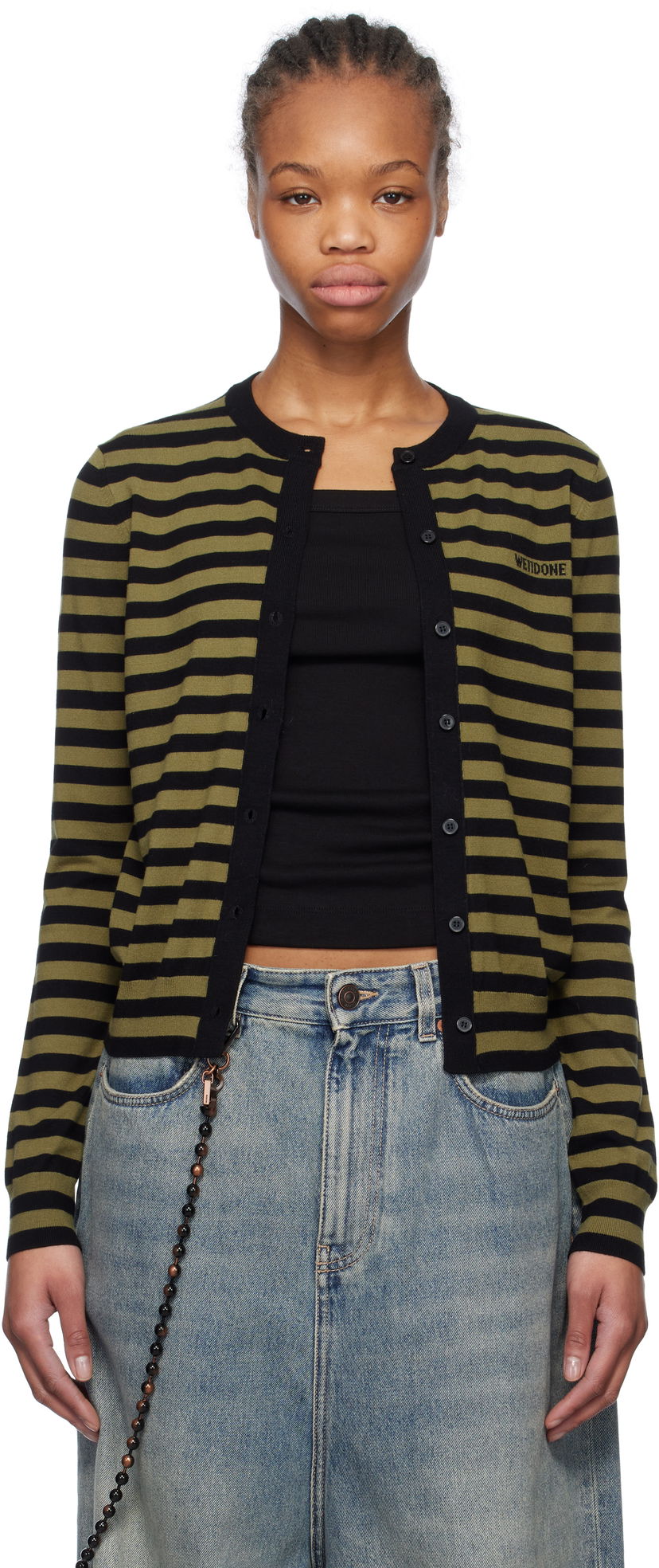 Pleteni pulover We11done We11done Striped Cardigan Zelena | WD-KC0-25-636-W-KK