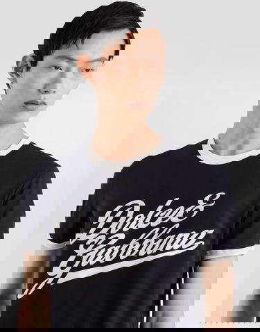 Majica Dolce & Gabbana Dolce & Gabbana Cotton T-Shirt with Flock Print Mornarica | G8PV1TG7PGCB0665, 1